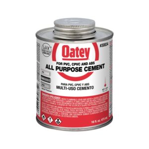 Oatey 16oz All-Purpose ABS, PVC and CPVC Clear Cement (ciment transparent tout usage pour ABS, PVC et CPVC)